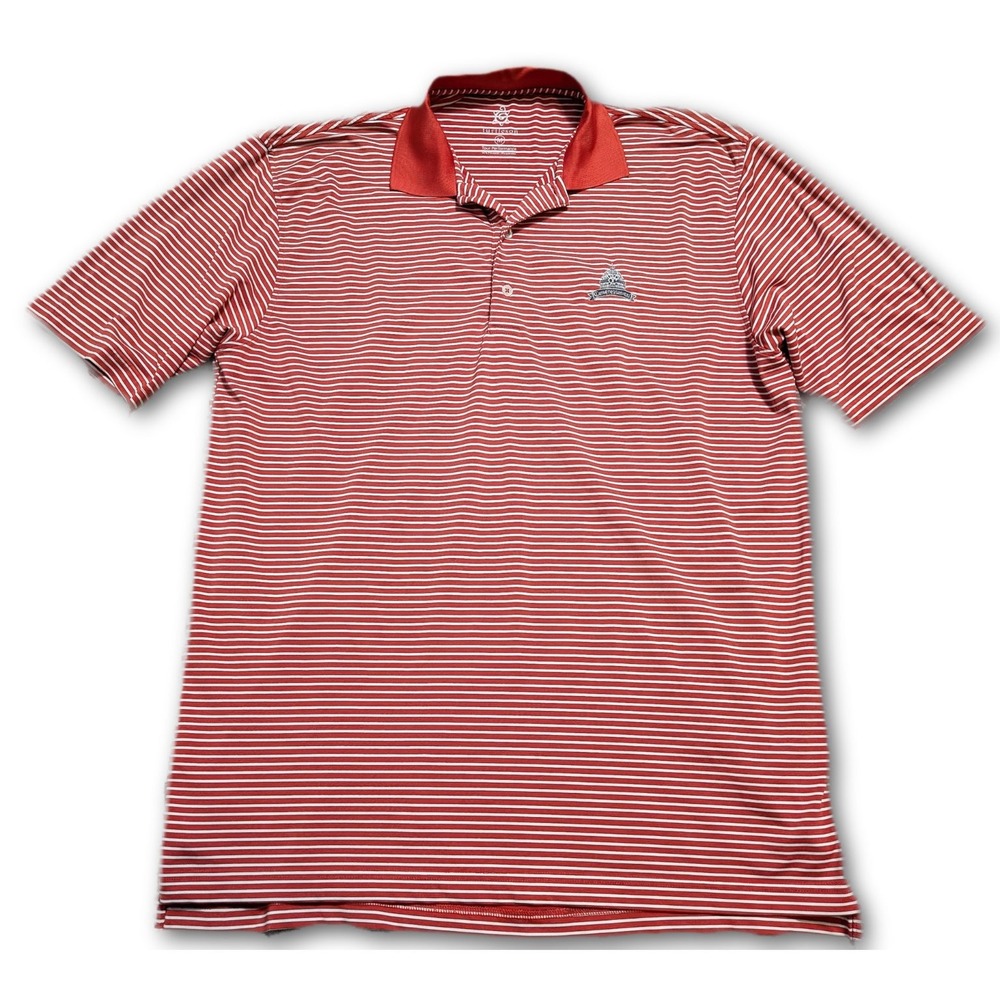 Turtleson Tour Performance Mens Polo Red M Congressional Striped Regular